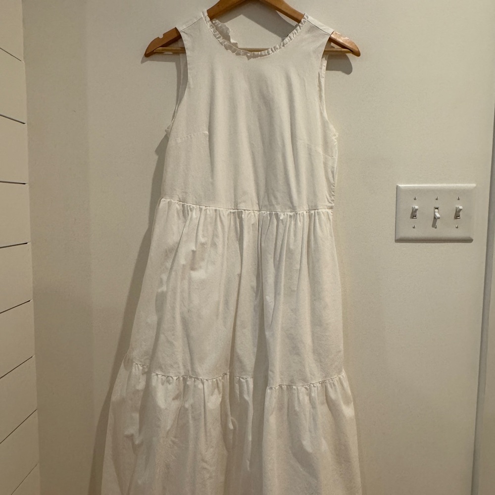 J. Crew Cream Tiered Sleeveless Sundress